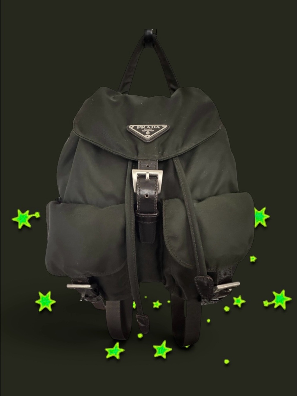💕PRADA Re-Nylon Backpack • Rare Unique Color *MILITARY GREEN* • SMALL • UNISEX